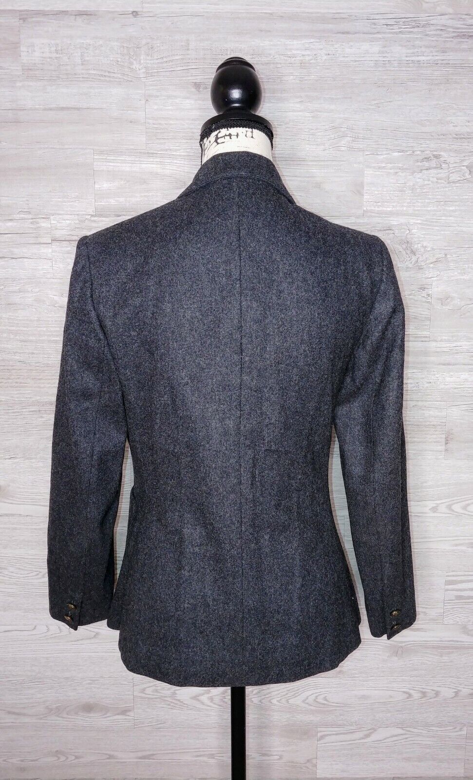 VINTAGE Preloved Worthington 100% Wool Women's Charcoal Grey Lined 2 Button Blazer Size 4