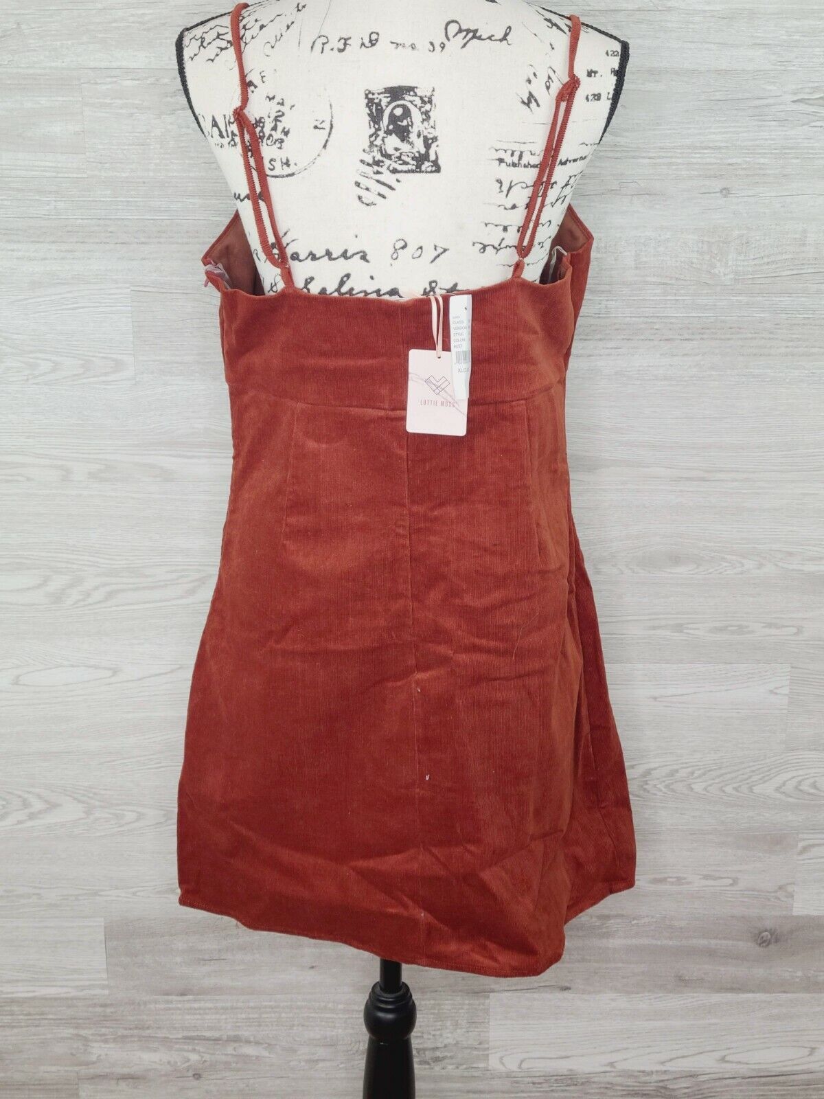 Lottie Moss Pacsun Women's Rust Corduroy Thin Strap Size Zip Dress Size XL