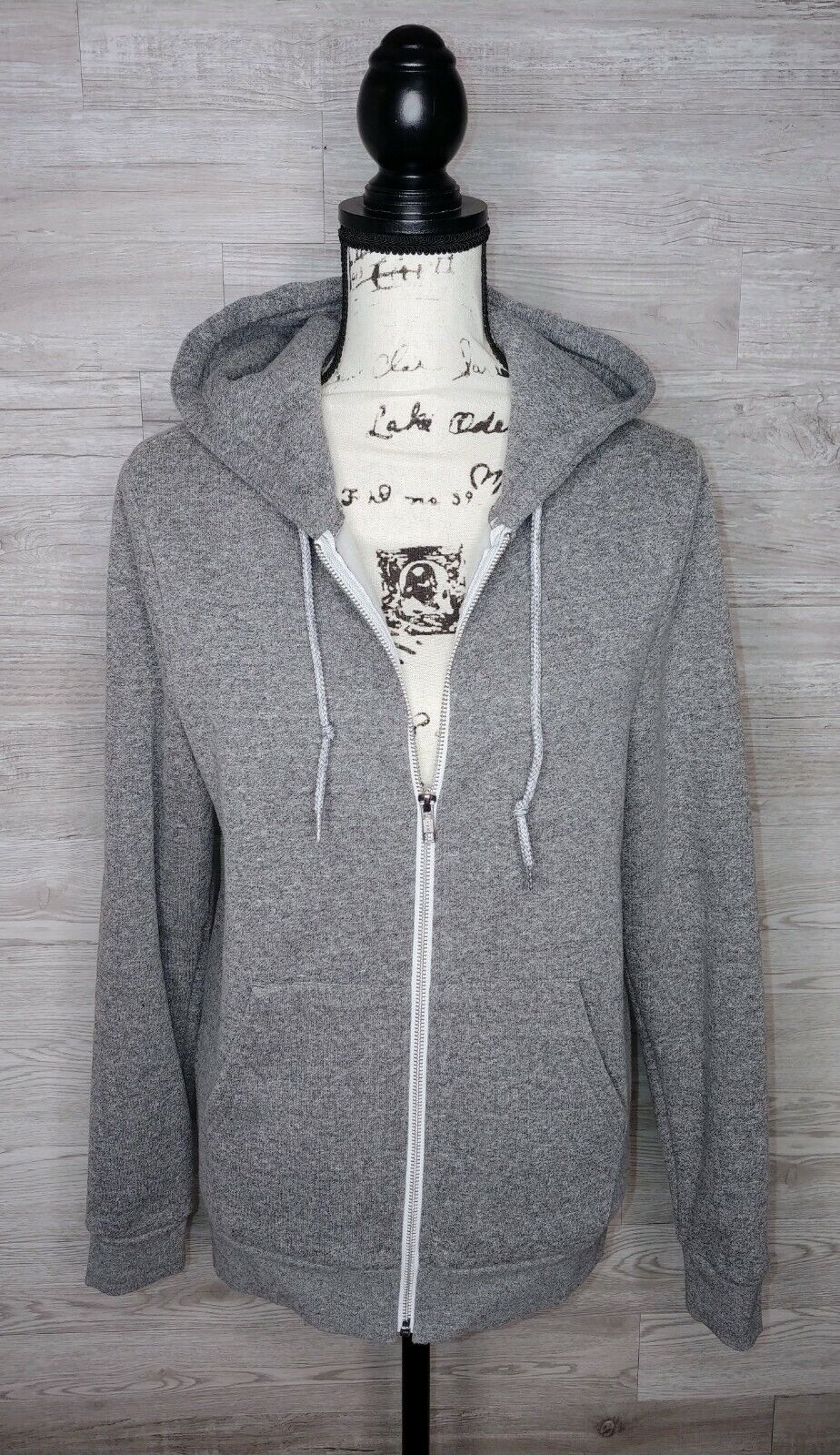 American Apparel Peppered Grey Fleece Long Sleeve Full Zip Hoodie Unisex Size XS