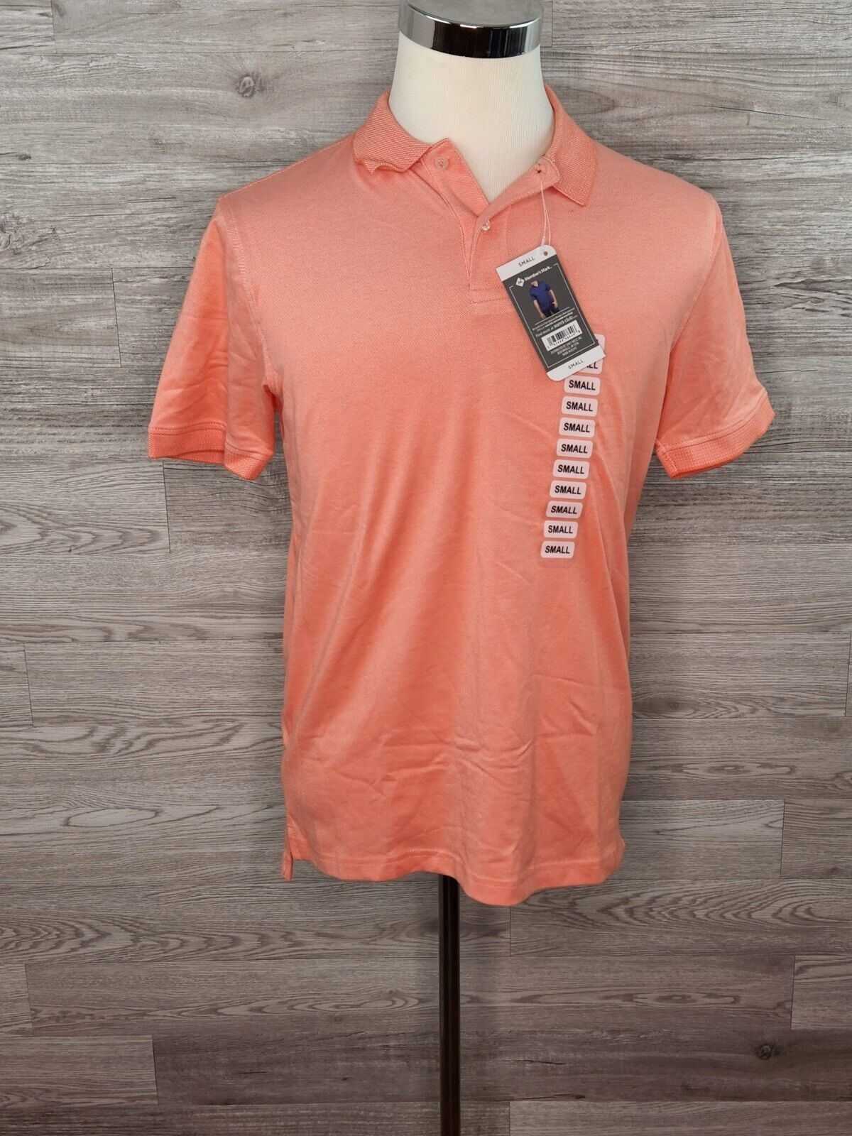 Member's Mark Men's Salmon Classic Fit Stretch Cotton Pique Polo Size Small