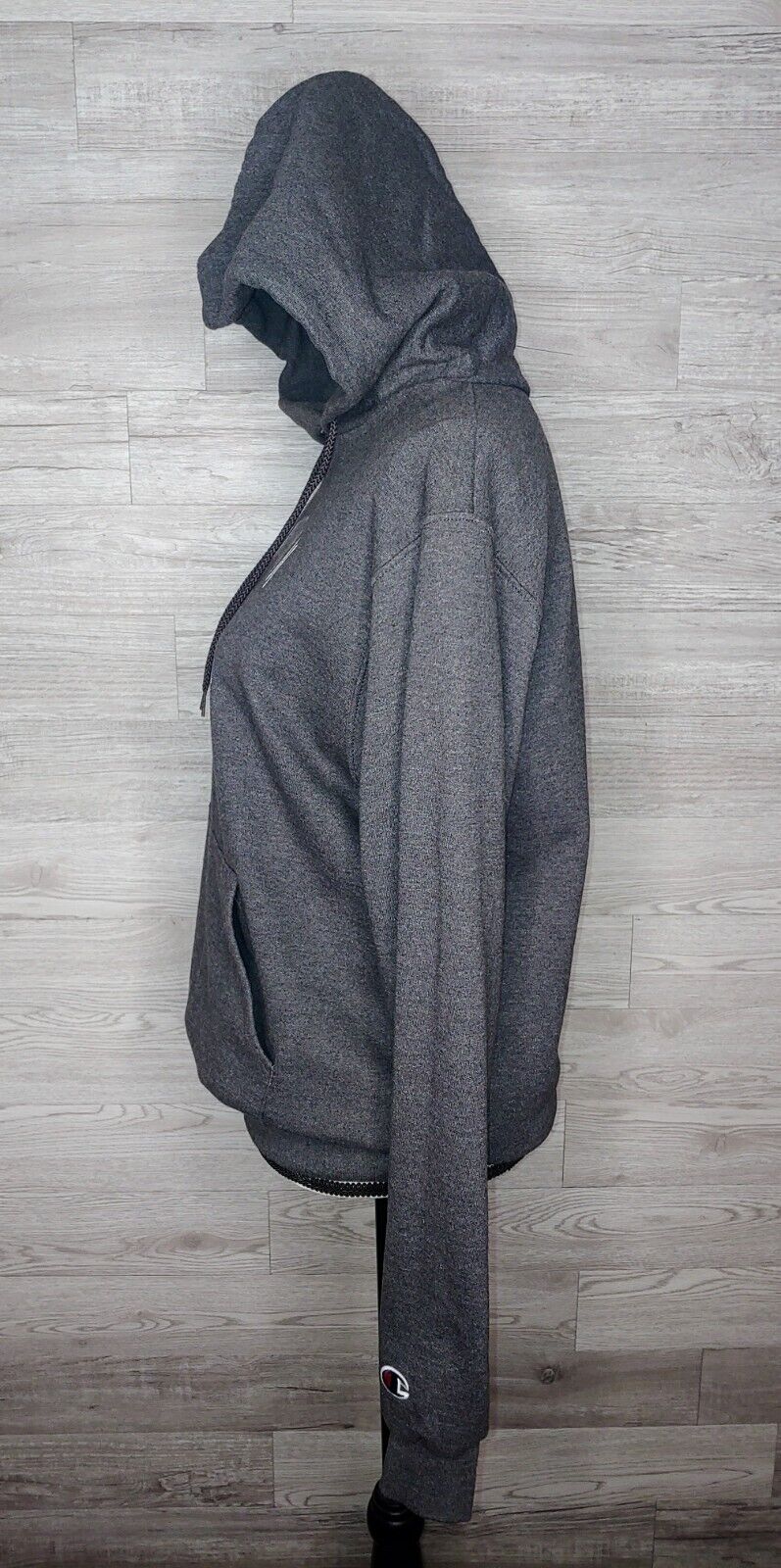 Champion X Knowlita 'Downtown or Nowhere' Dark Heather Grey Preloved Hoodie Size Small