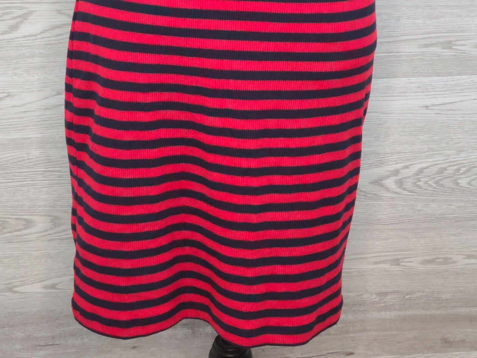 Tommy Jeans Women's Red & Blue Striped Ribbed Short Sleeve Dress Size Medium