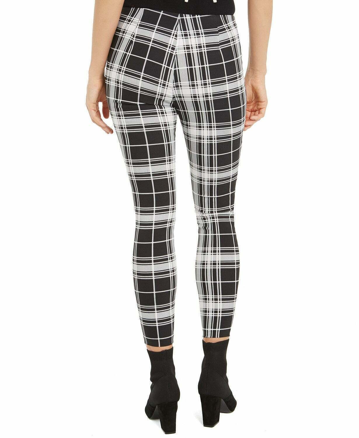 Maison Jules Women's Black & White Plaid Pull-On Ponte Knit Pants Size Small