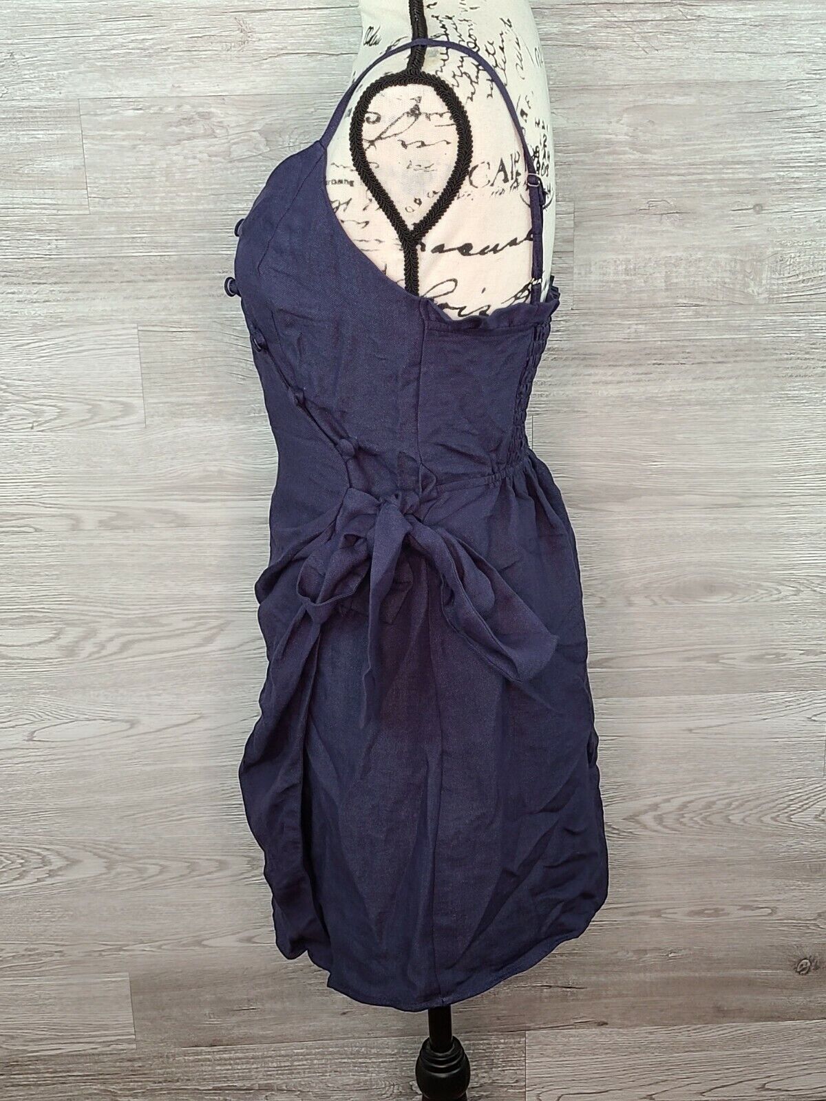 AQUA Women's Navy Adjustable Sleeveless Belted Button Wrap Dress Size XS