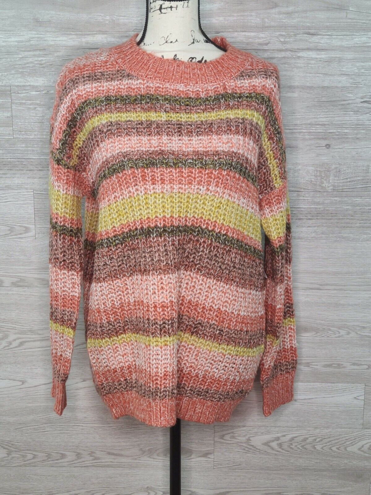 Ultra Flirt Women's Striped Chunky Knit Space Dye Tunic Sweater Size Medium