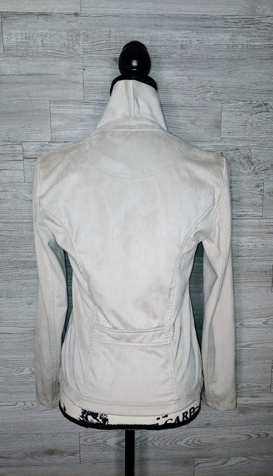 Philosophy Women's Preloved Faux Leather Suede Moto Jacket Zip Up Cream Blazer Size XS