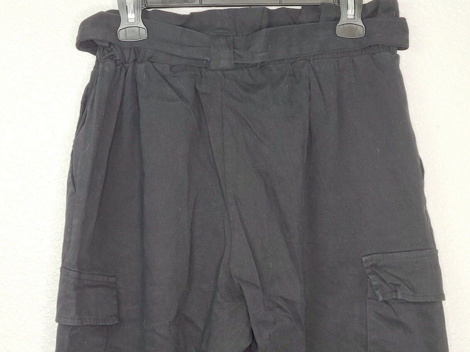 Kendall & Kylie Women's Black Belted Paper Bag Waist Cargo Pants Size Small