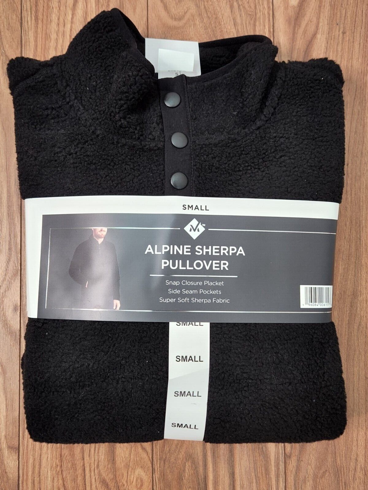 Member's Mark Men's Black Long Sleeve Pullover Soft Alpine Sherpa Size Small