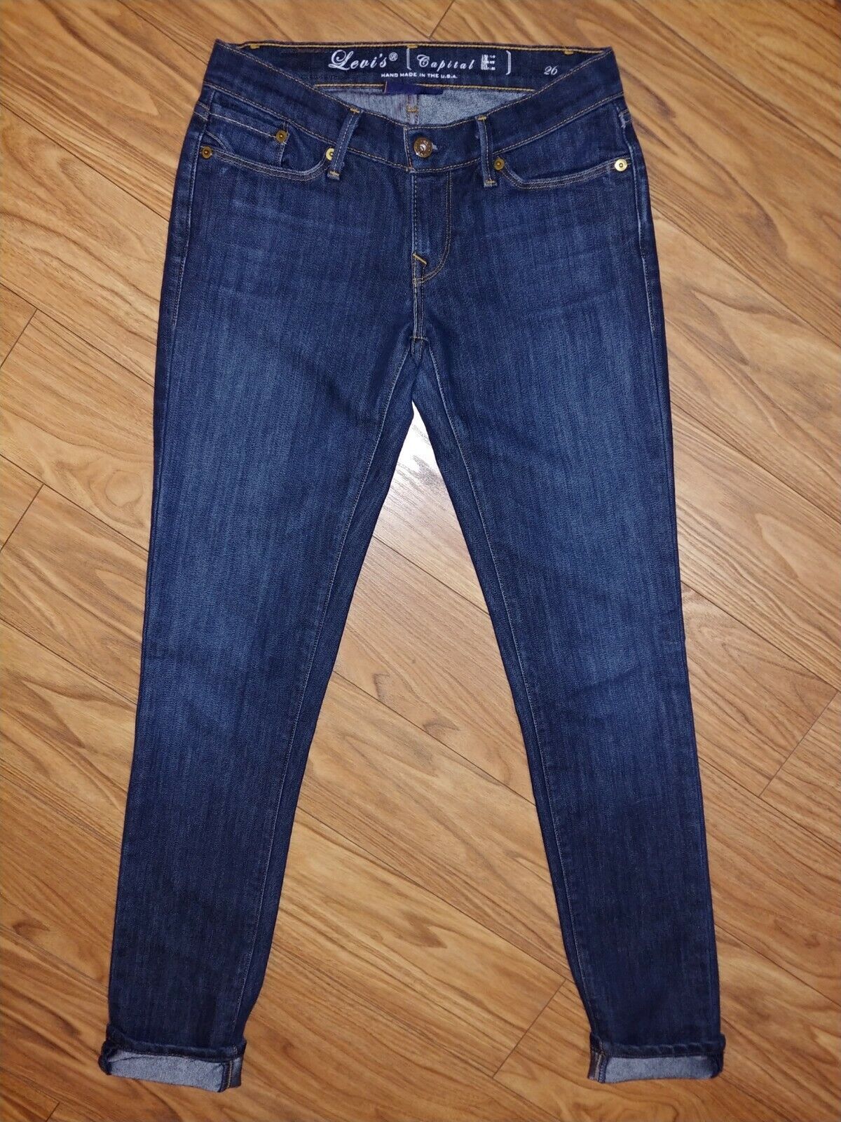 Levis Preloved Capital E Skimmer Slim Skinny Dark Wash Denim Jeans Size 26