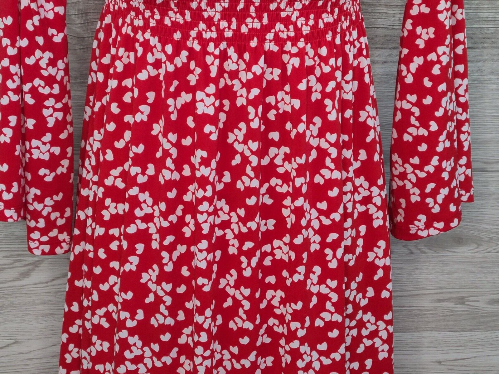 Michael Kors Women's Smocked Off-Shoulder Red & White Dress Size Small