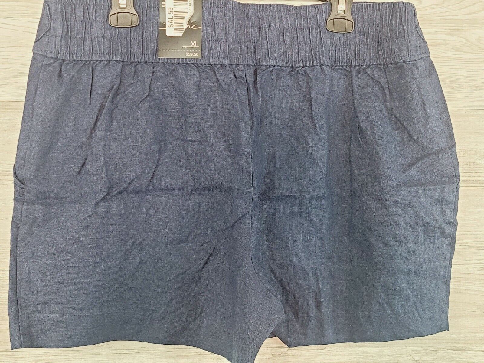 INC Women's Navy Blue Linen Belted Waist Mid-Rise Chino Shorts Size XL