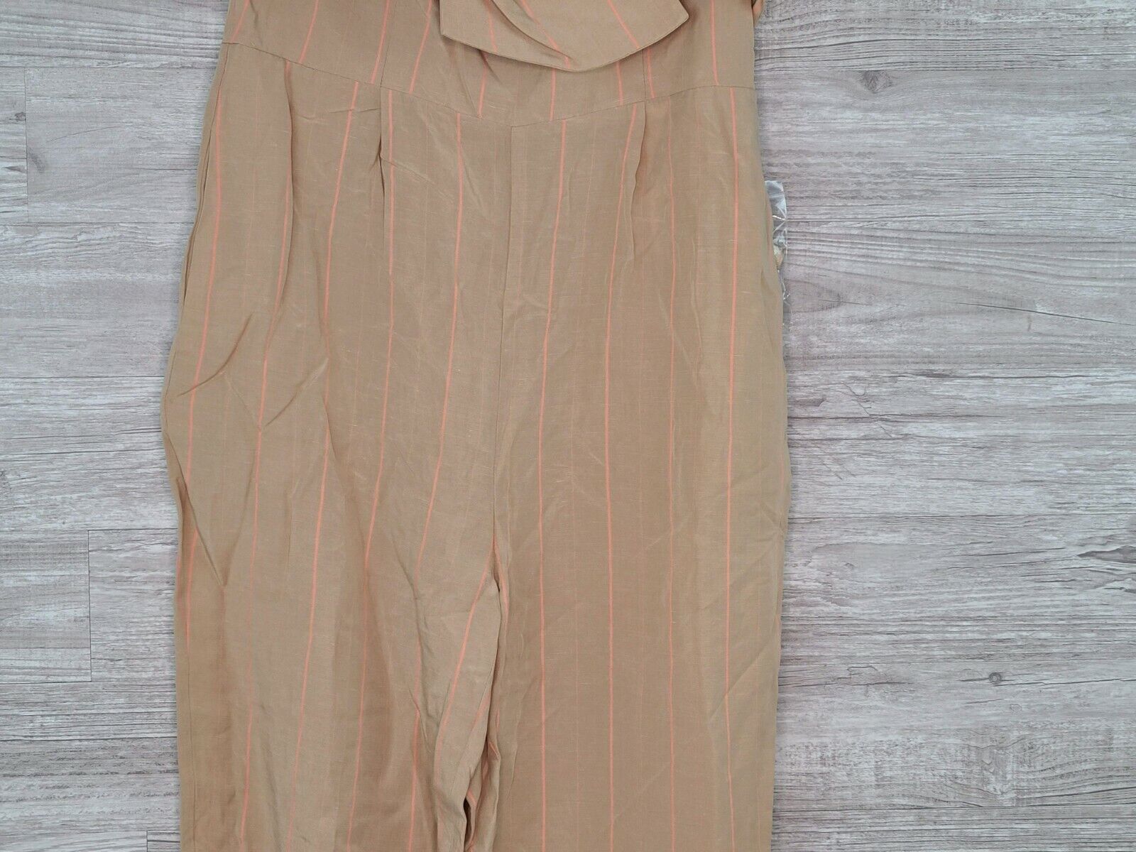 Guess Women's Evelina Beige Strapless Jumpsuit Overall with Bow Size Medium