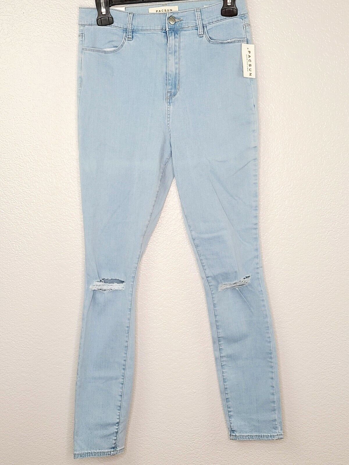 PacSun L.A. Women's Bundy Blue Super High Rise Distressed Jegging Size 28