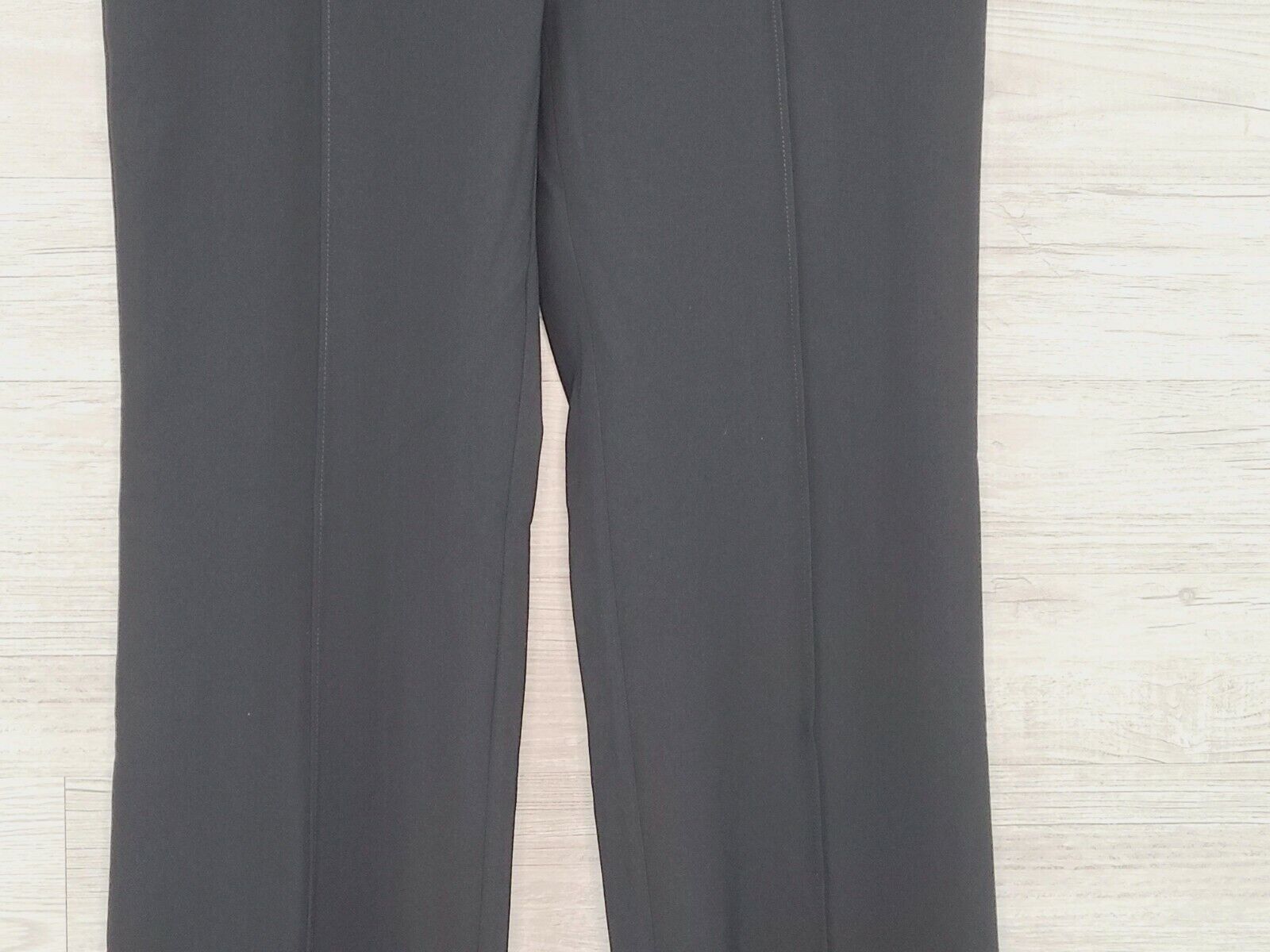 Alfani Women's Deep Black Pleated Tummy Control Trouser Leg Pants Size 4