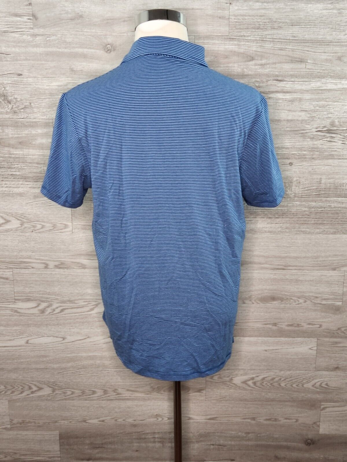 Member's Mark Men's Blue Everyday Style Striped Cotton Polo Shirt Size Medium