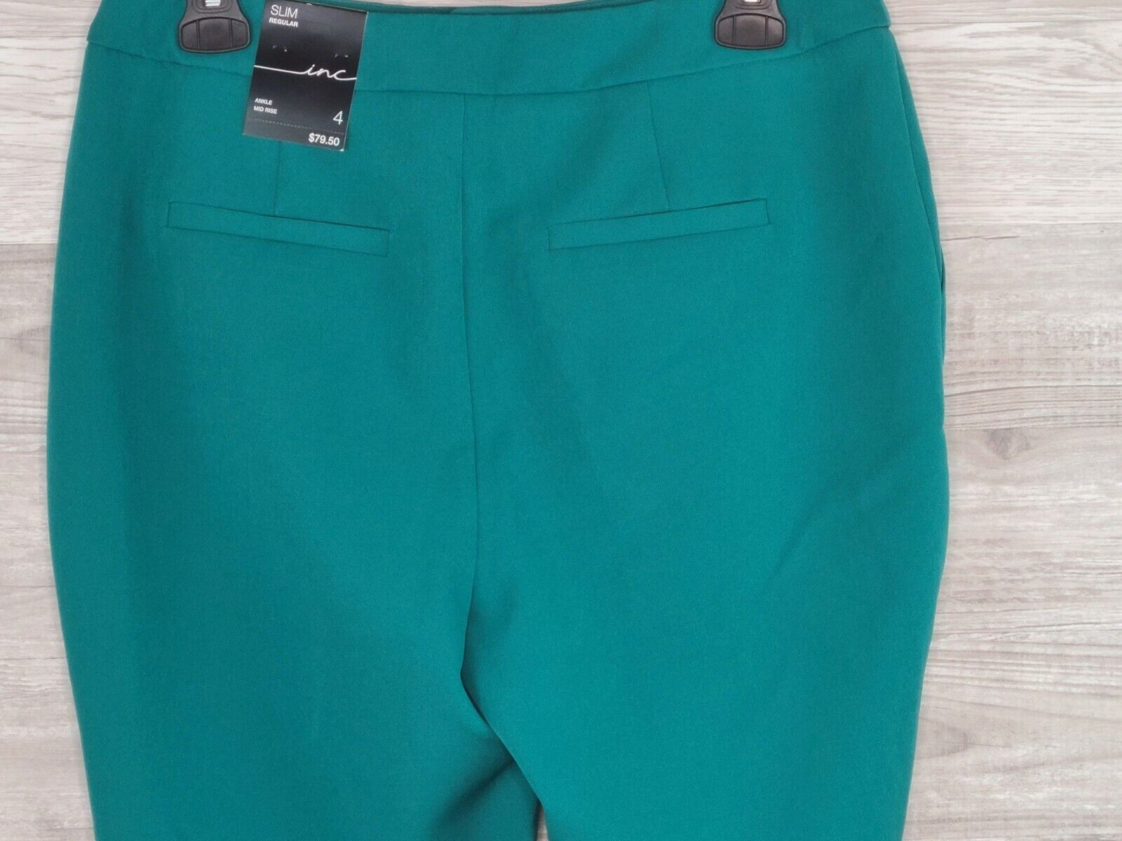 INC Women's Green Slim Leg Mid-Rise Regular Fit Ankle Pants Trousers Size 4