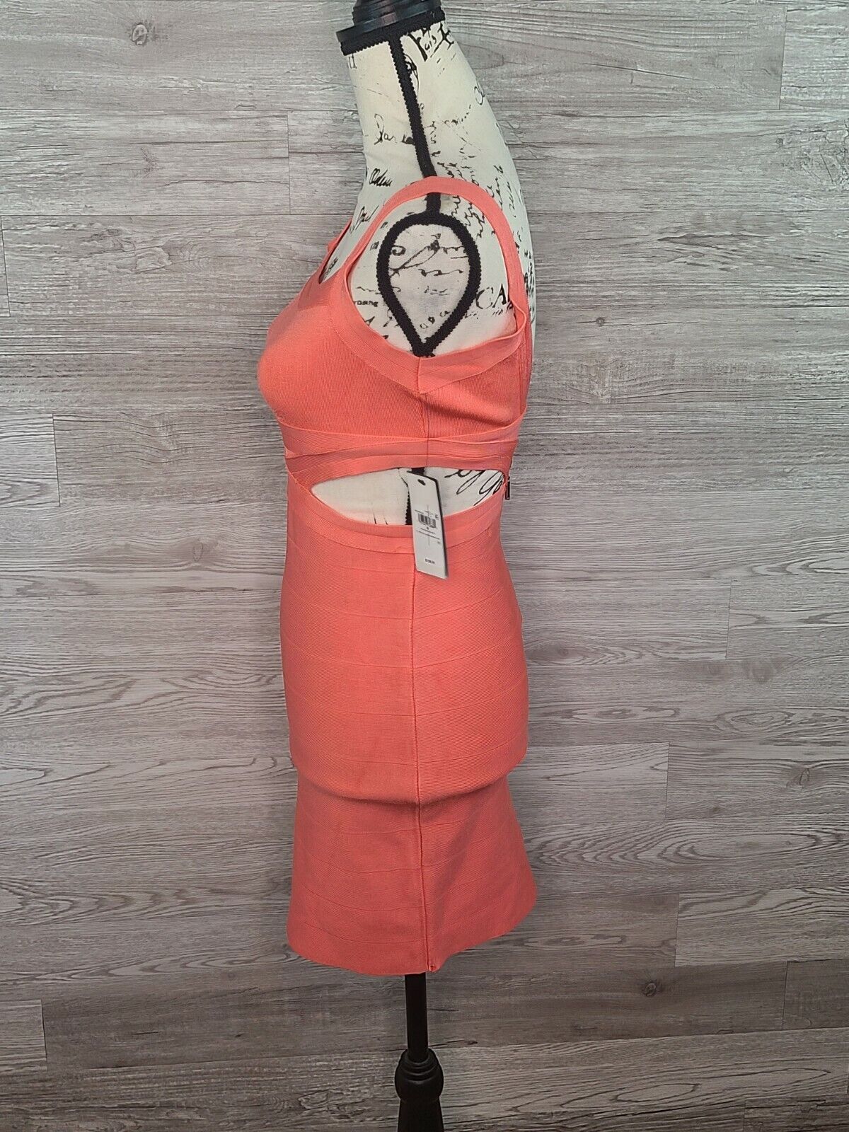 Guess Women's Orange Alessia Sleeveless Open-Back Bandage Dress Size Medium