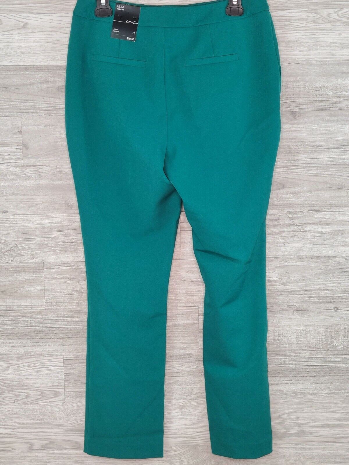 INC Women's Green Slim Leg Mid-Rise Regular Fit Ankle Pants Trousers Size 4