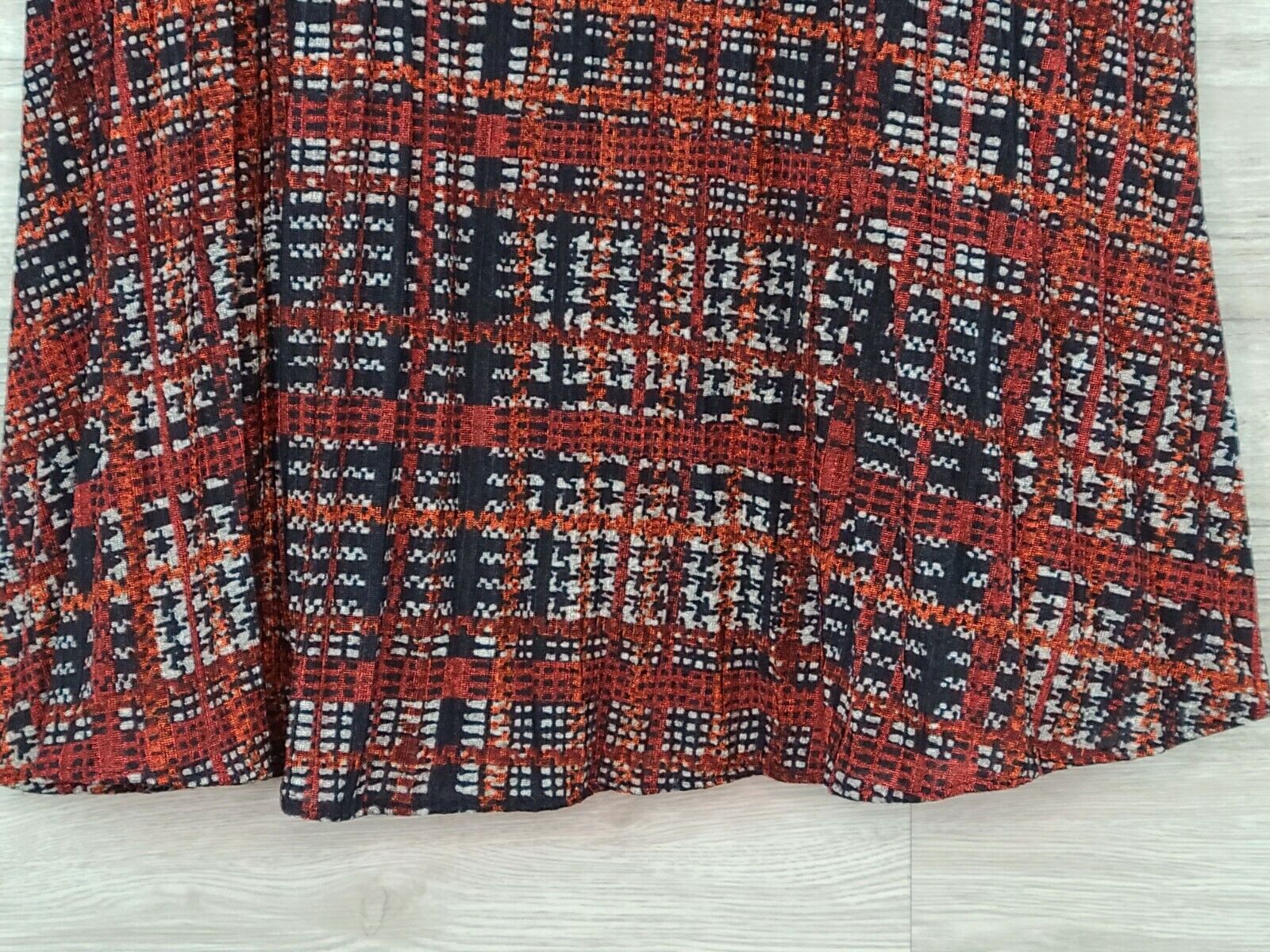 DKNY Women's Russet Printed Pull-On Pleated Midi Skirt Size Large