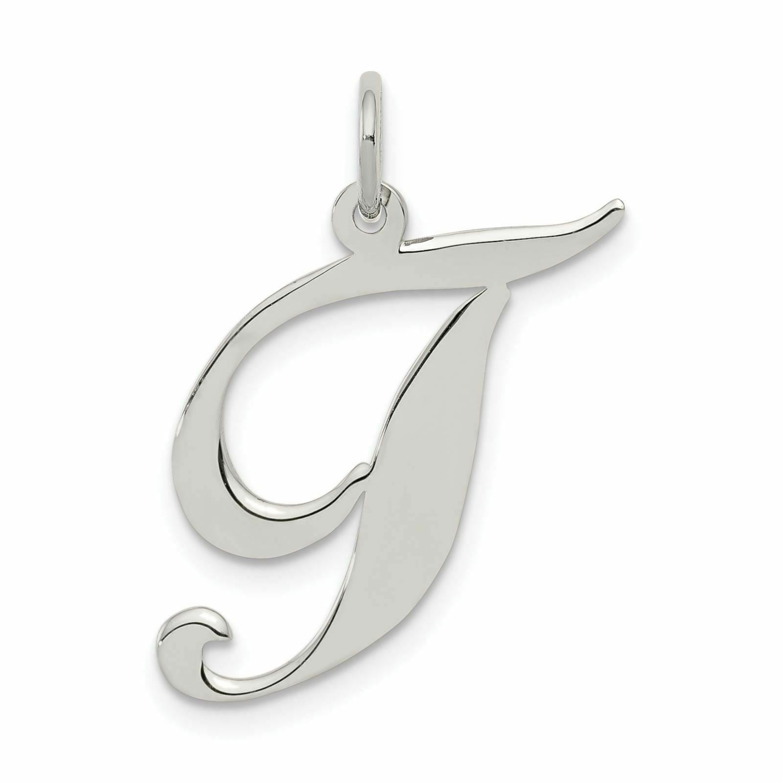 Sterling Silver Large Fancy Script Initial G Charm with 18in Chain