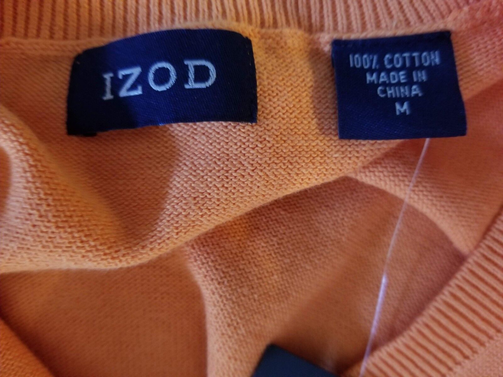 IZOD Men's Long Sleeve Pullover Sweater V-Neck Orange Size Medium