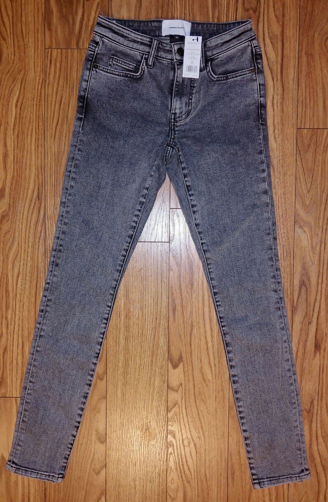 Current Elliott Stiletto Skinny High Rise Smoke Wash Grey Denim Jeans Size 23