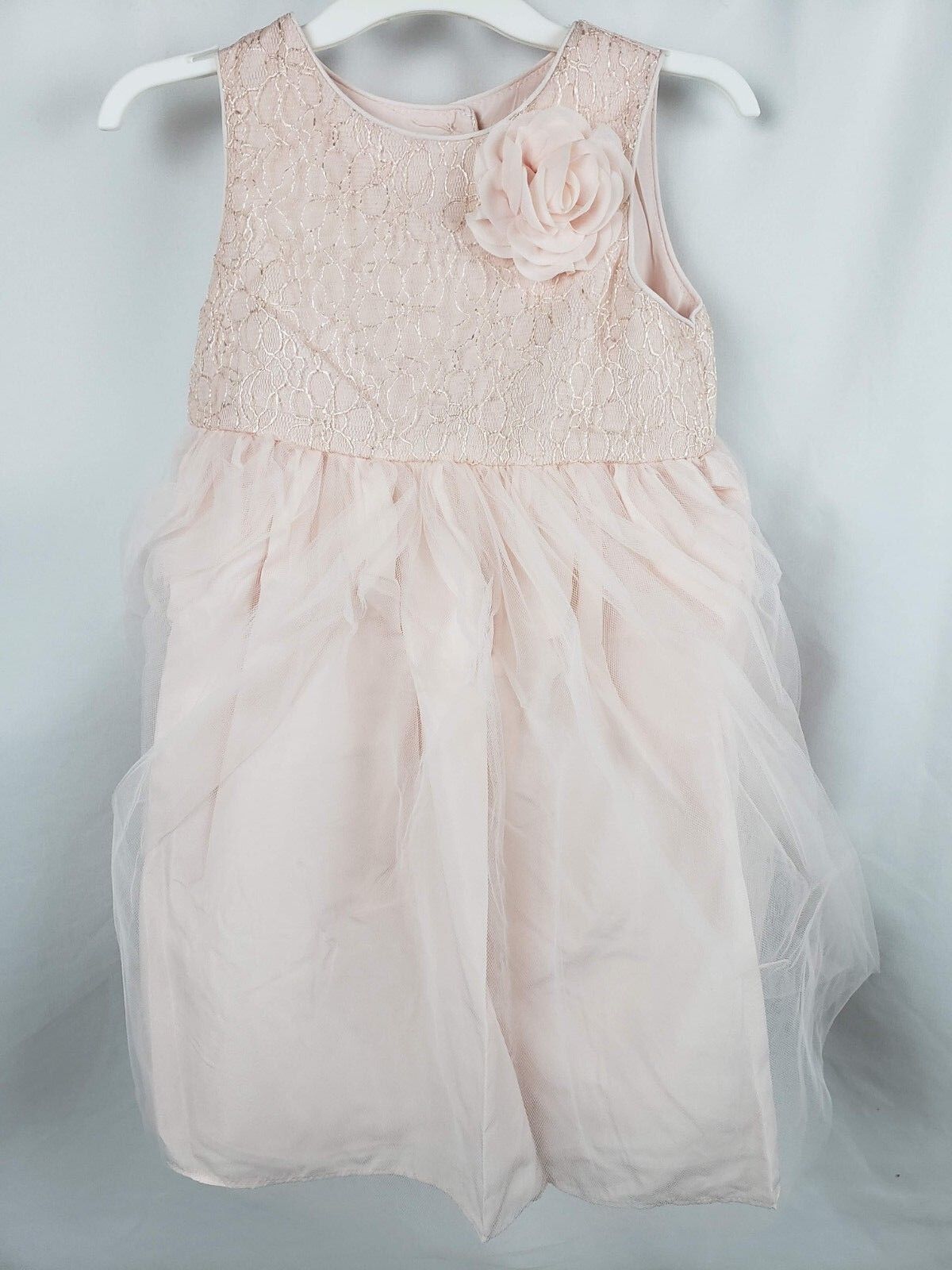 Tevolio Girl's Lace Empire Waist Flower Girl Dress Pale Peach Size 3T