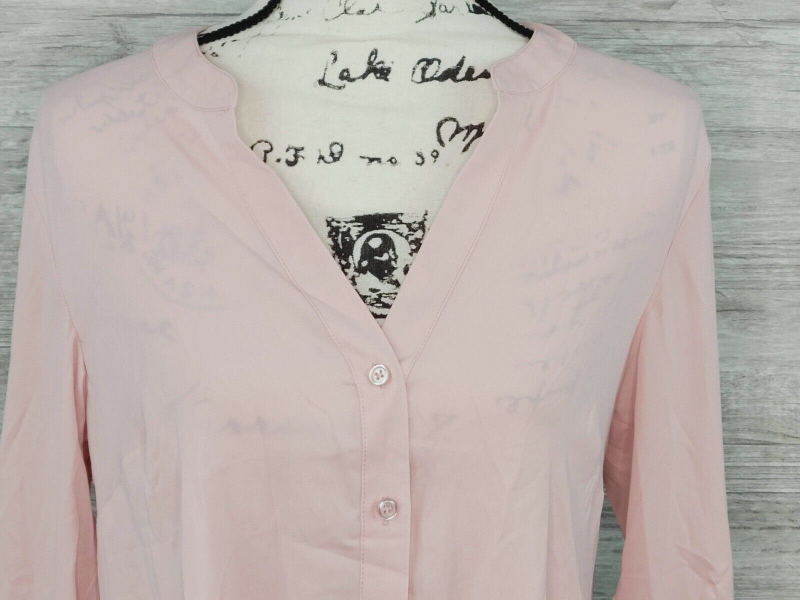 INC Women's Pink Long Sleeve V-Neck Twist Button Front Blouse Top Size Small