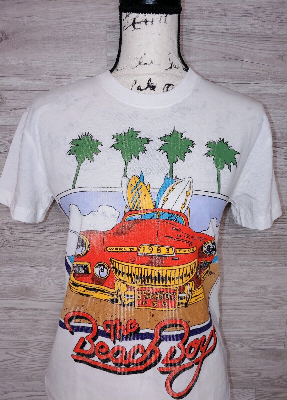 The Beach Boys Women's 1983 World Tour Surfin' USA White T-Shirt Size XS