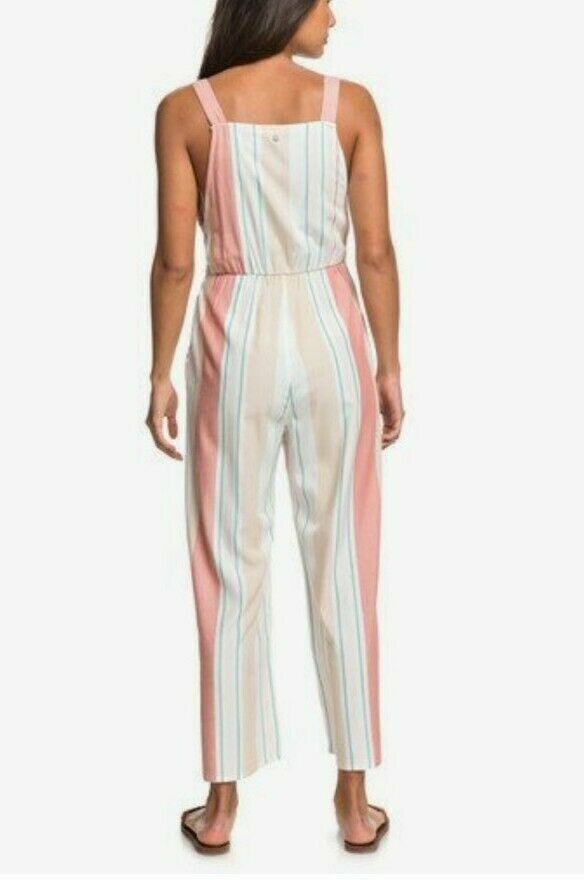 Roxy Women's From The Clouds Striped Multicolor Strappy Jumpsuit Size Large