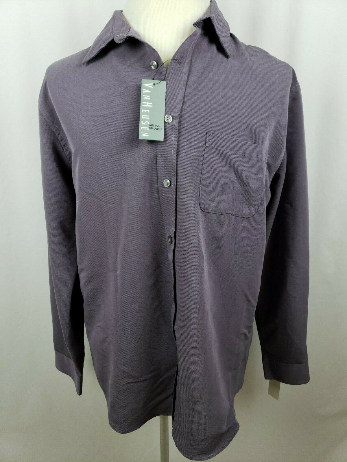 Van Heusen Men's Long Sleeve Button Down Purple Dress Shirt Size Large 16-16.5