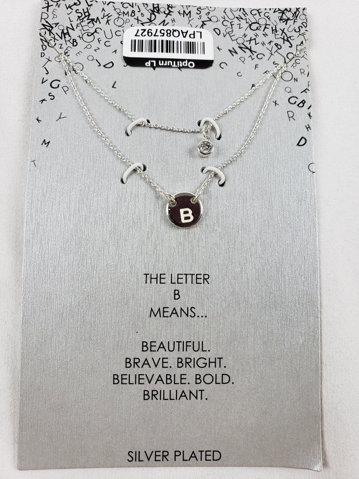 Women's Silver Plated Letter B Initial Pendant Silver 18in Necklace