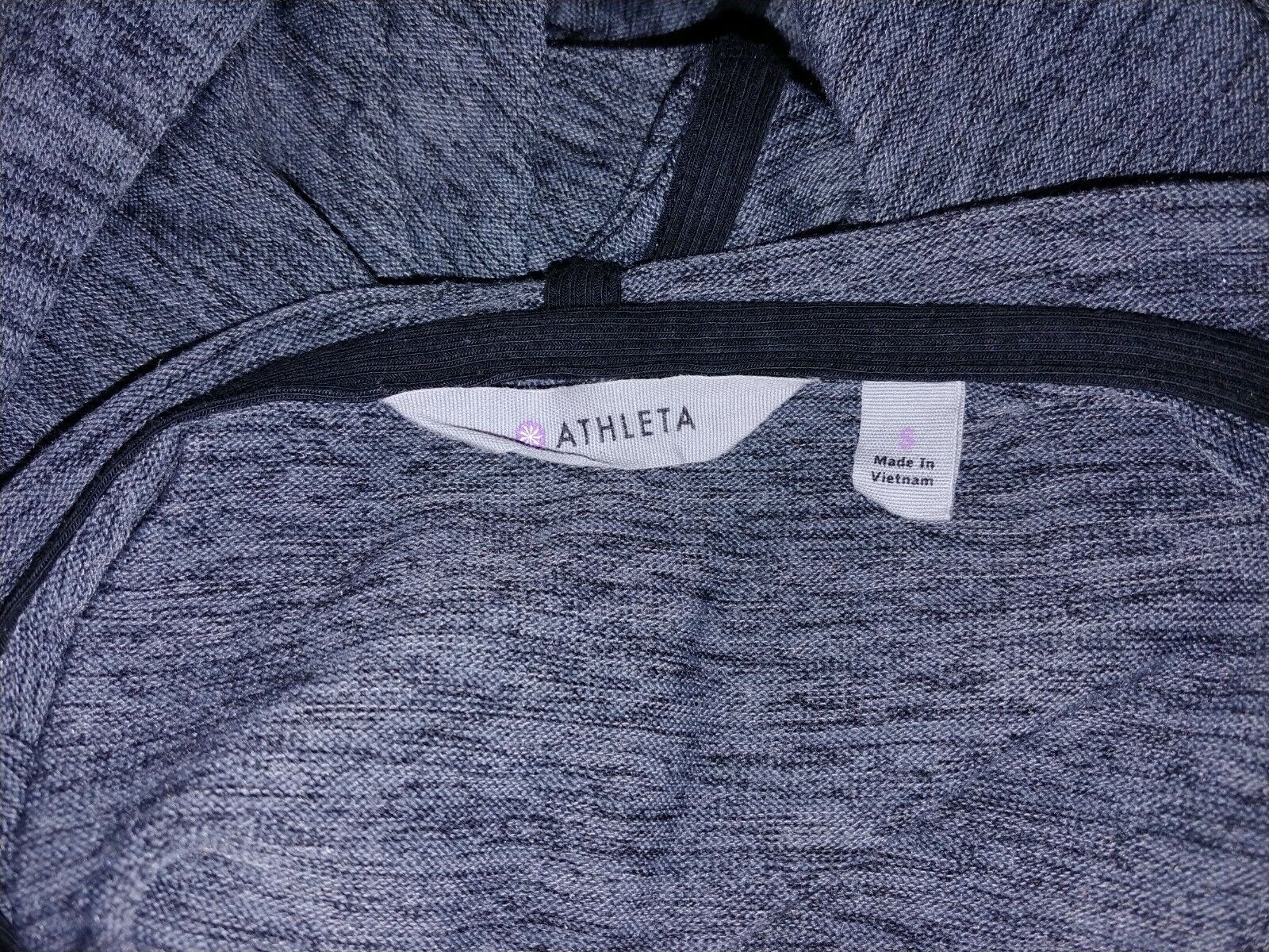 Athleta Preloved Batwing and Robin Marled Grey Athleisure Hooded Long Sleeve Shirt Size Small