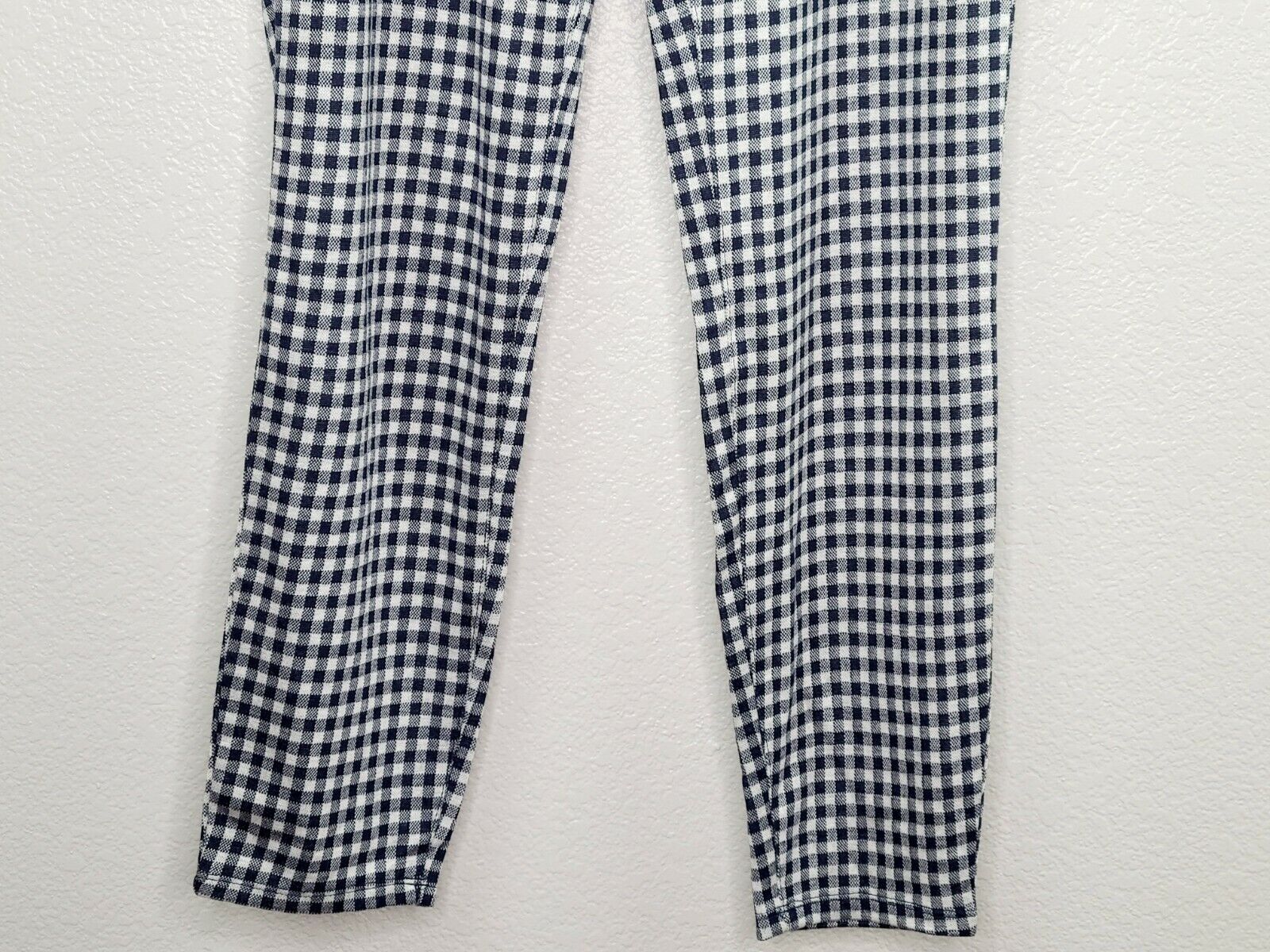 Lottie Moss Women's Navy & White Plaid Casual Button Leggings Size Medium