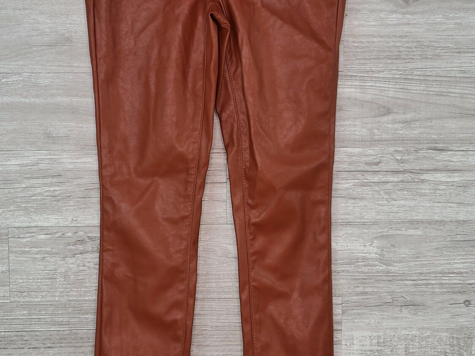 Blank NYC Women's Cognac Brown Button Fly Faux Leather Skinny Pants Size 24