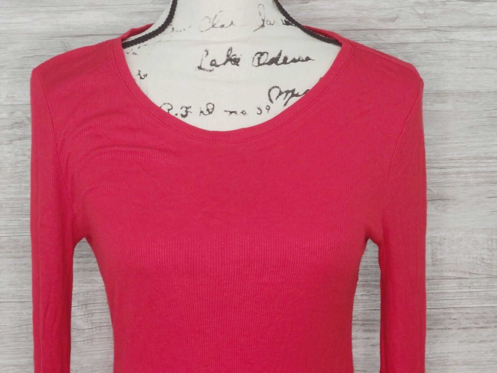 INC Women's Red Asymmetrical Hem Ribbed Long Sleeve Top Shirt Size XS