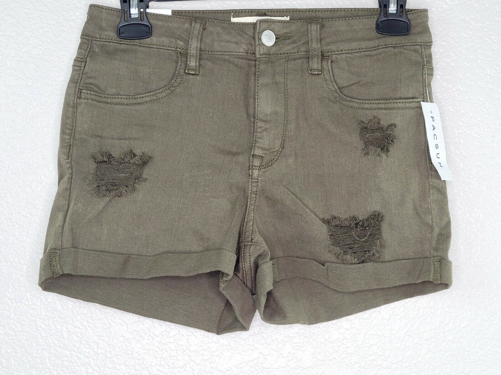 PacSun L.A. Women's Super Stretch Short Leaf Olive Denim Shorts Size 27