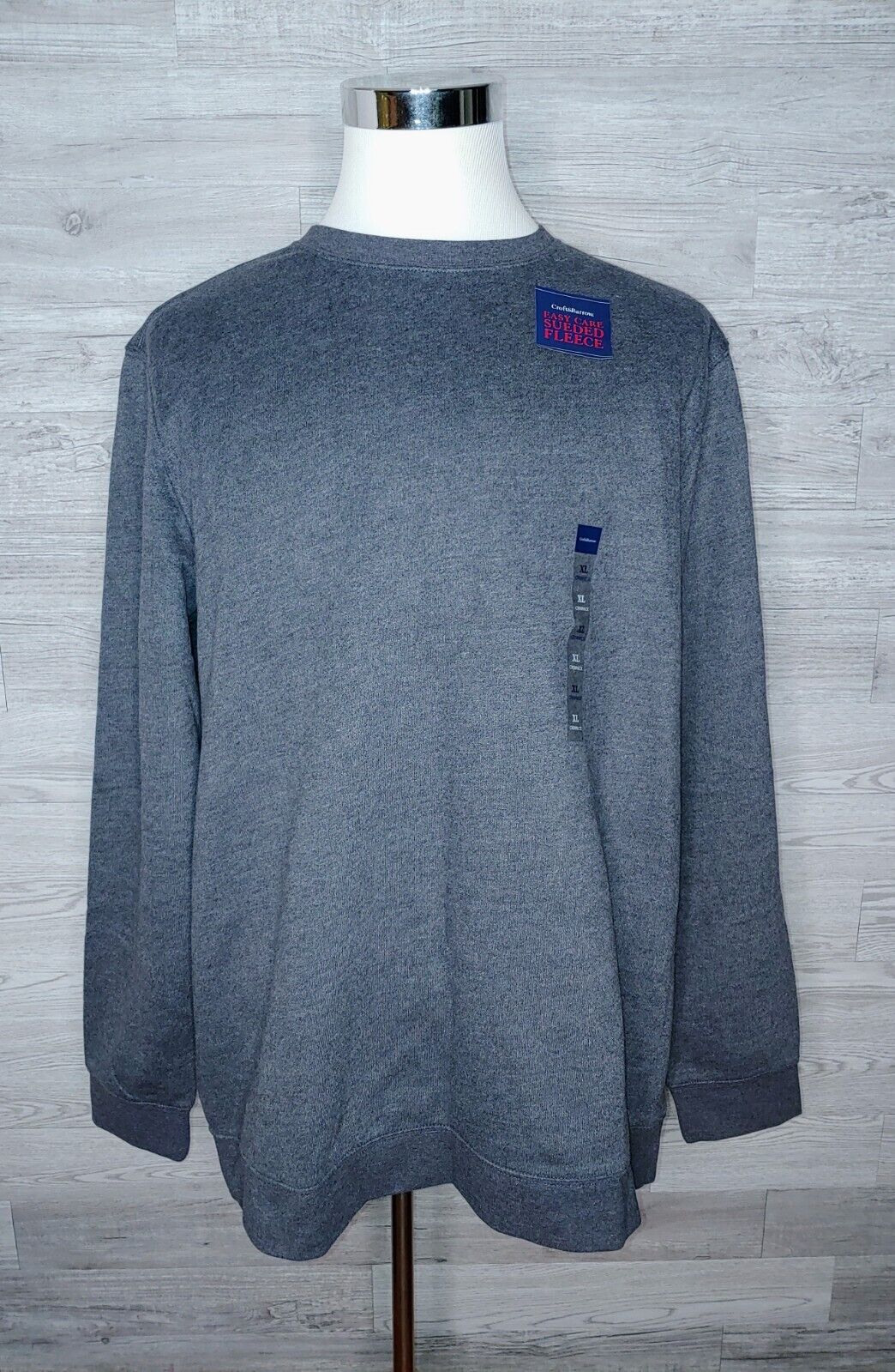 Croft & Barrow Men's Suede Fleece Crew Neck Sweatshirt Charcoal Grey Men's Size XL