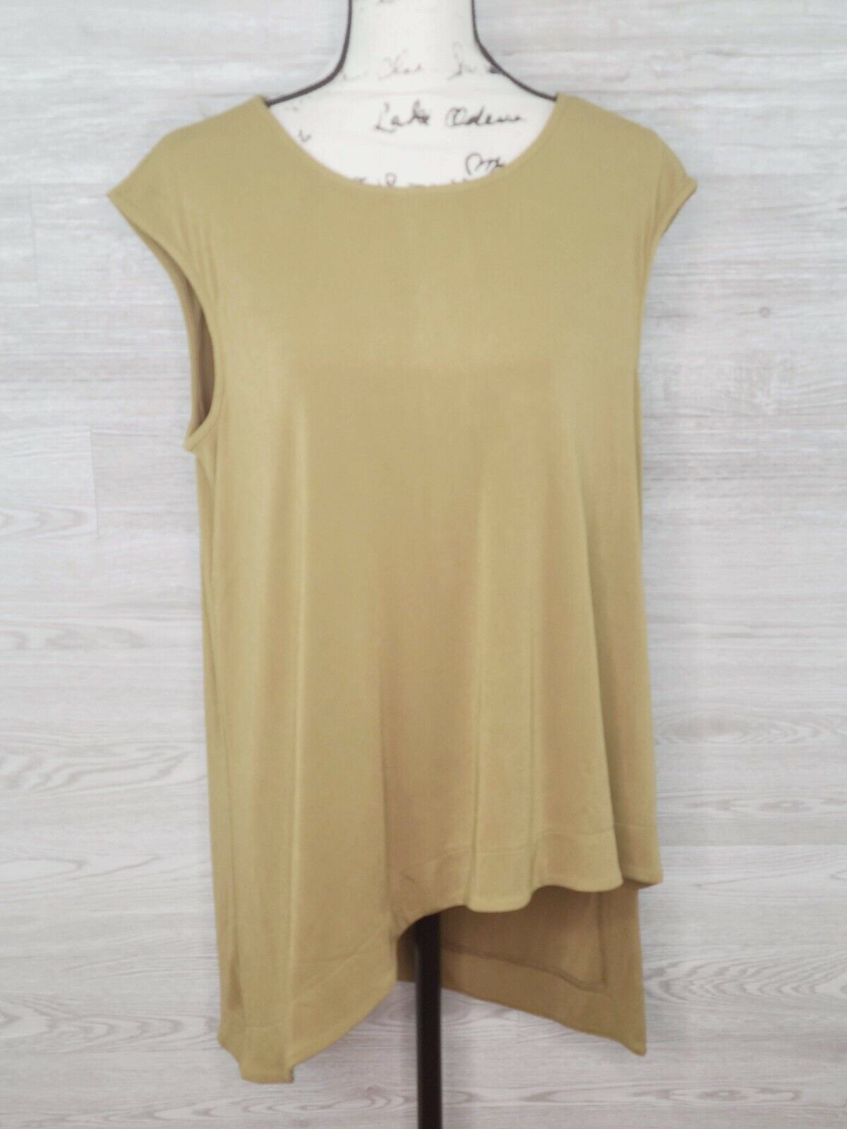 Alfani Women's Olive Green Sleeveless Asymmetric Hem Blouse Size Large