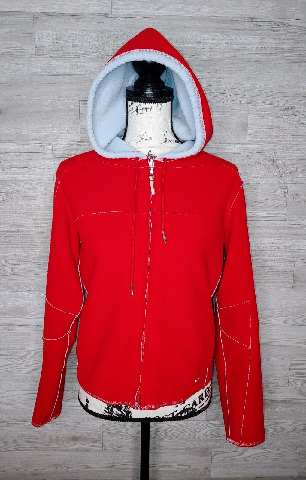 Nike Vintage Preloved Red & Blue Zip Up Crop Fleece Hoodie Reversible Jacket Size Small