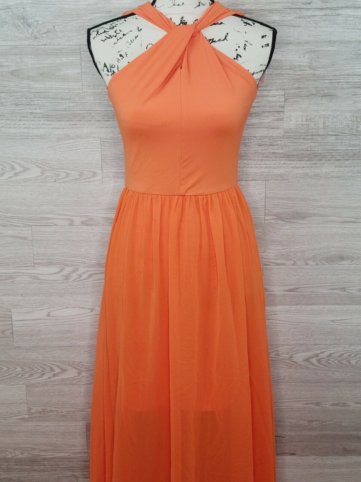 French Connection Women's Orange Panthea Jersey Twist Maxi Dress Size 2