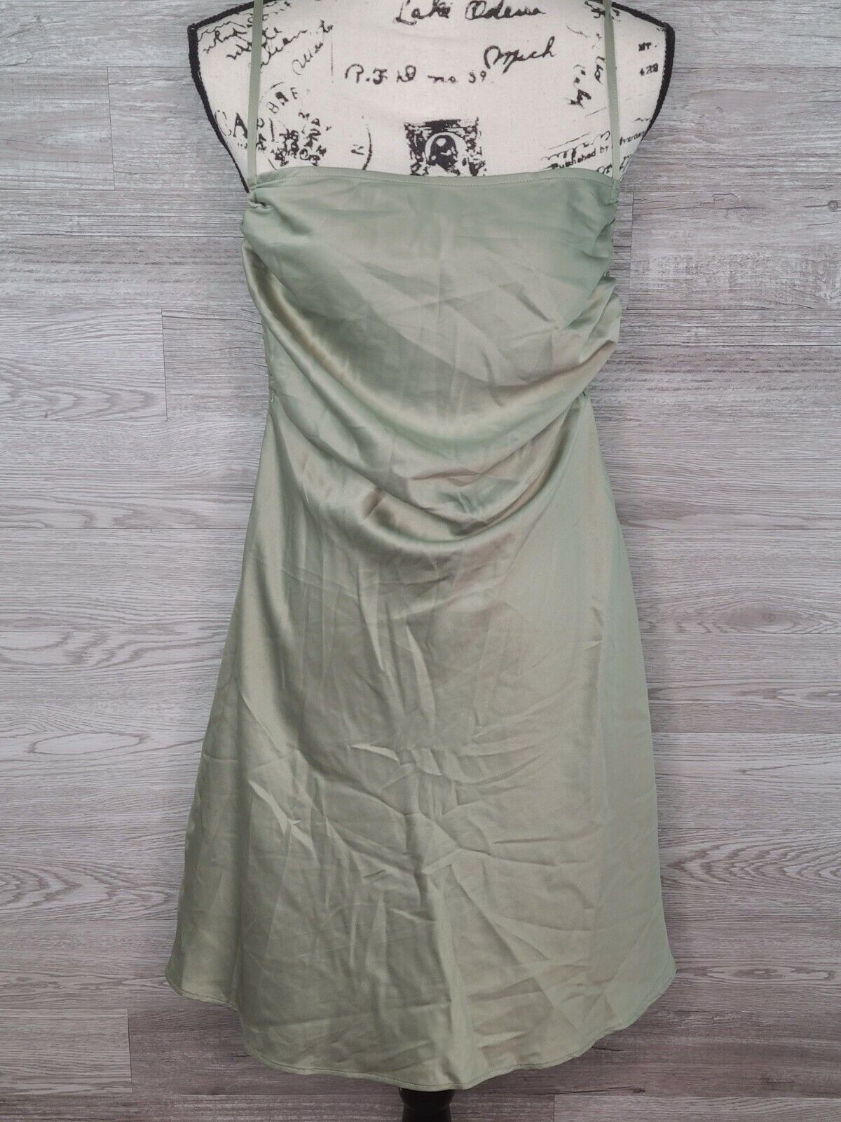 Danielle Bernstein Women's Sage Satin Adjustable Strap Mini Slip Dress Size 8