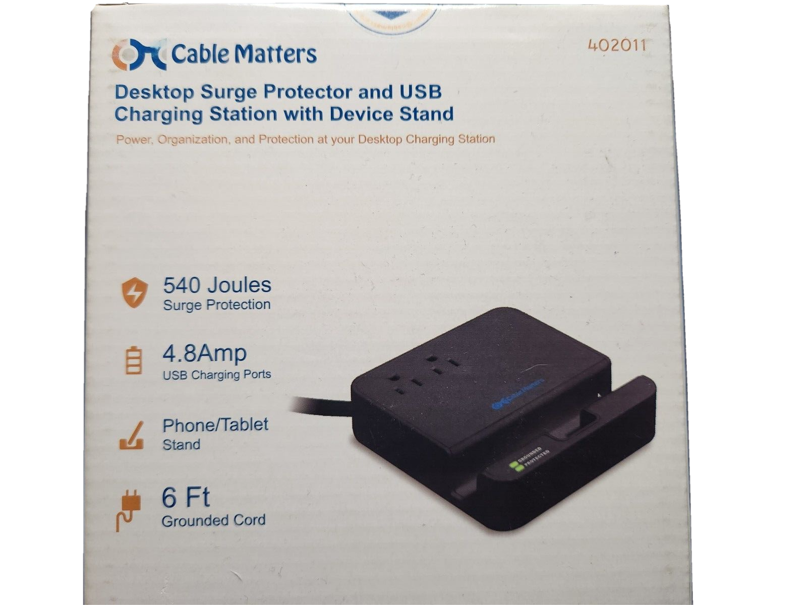 Cable Matters 2-Outlet Surge Protector with 4.8A 4-Port USB Charging Station