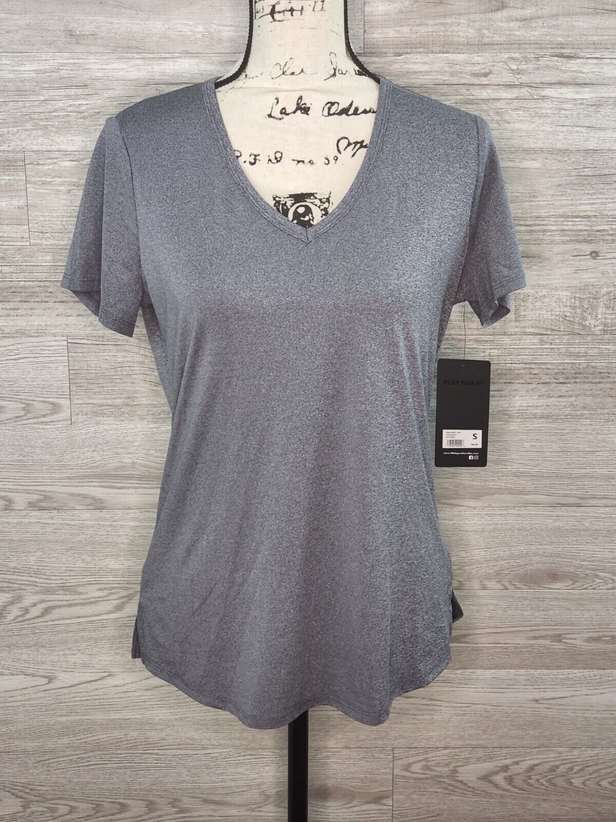 90 Degree Women's Heather Navy Heather Gray 2-Pack Short Sleeve V-Neck Size Small