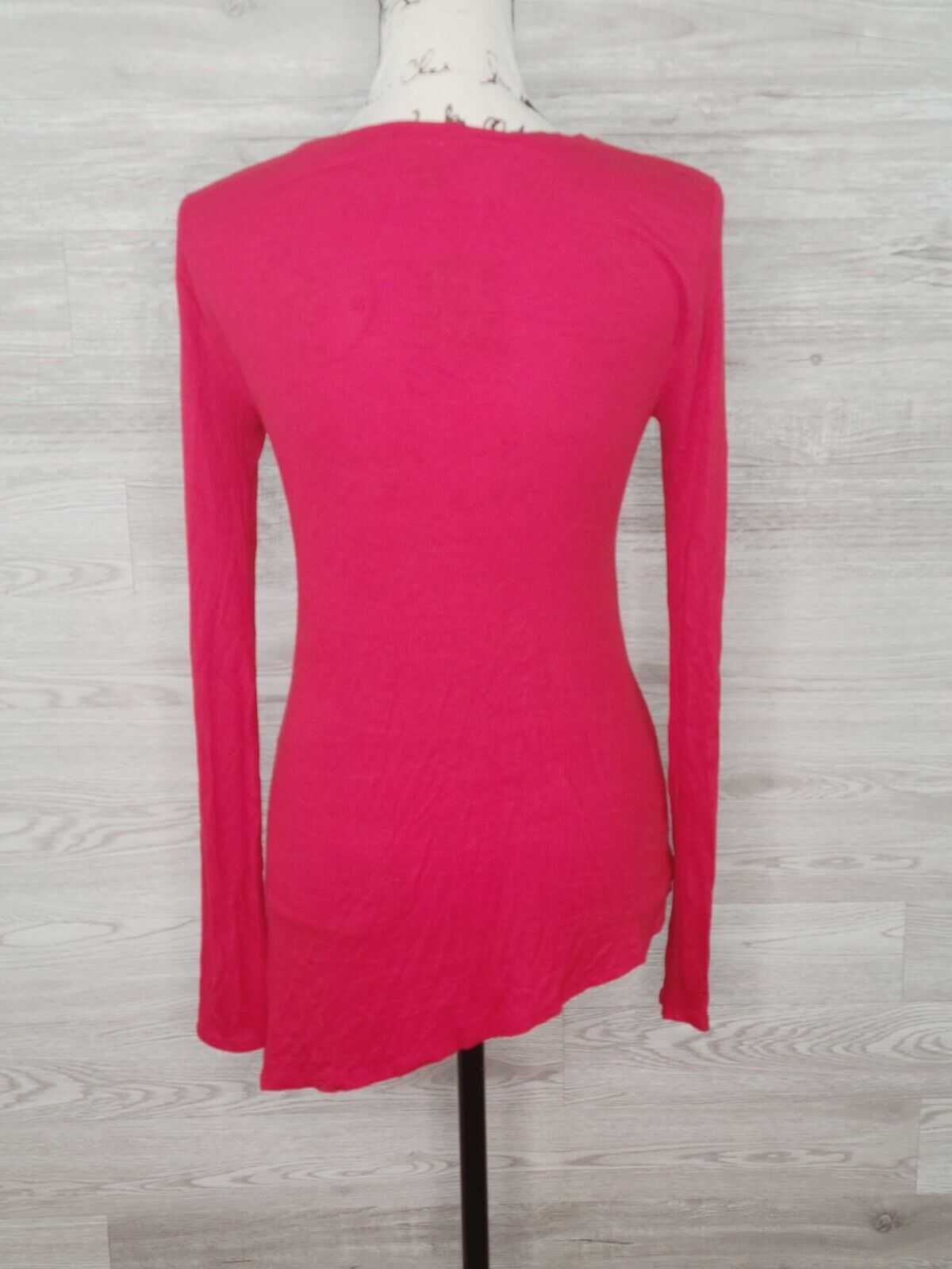 INC Women's Red Asymmetrical Hem Ribbed Long Sleeve Top Shirt Size XS