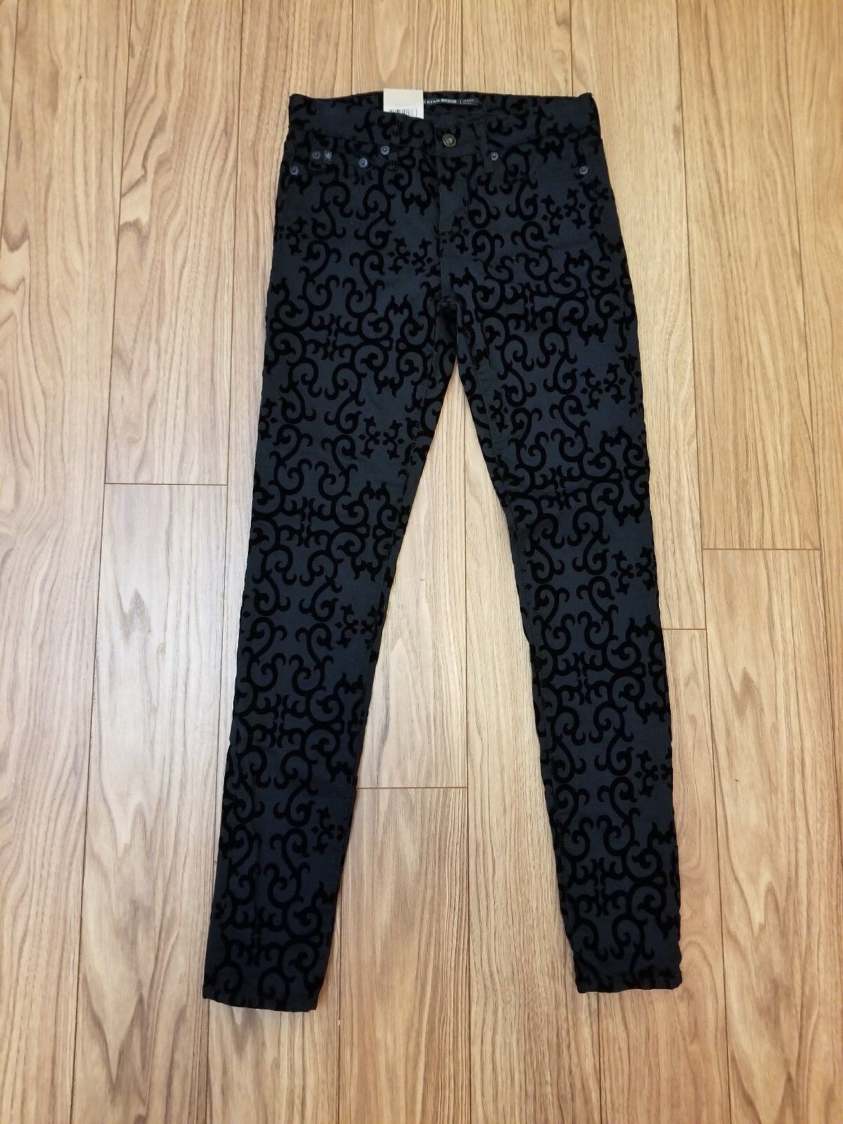 Big Star Andrea Skinny Mid Rise Black Velvet Naples Wash Women's Size 25