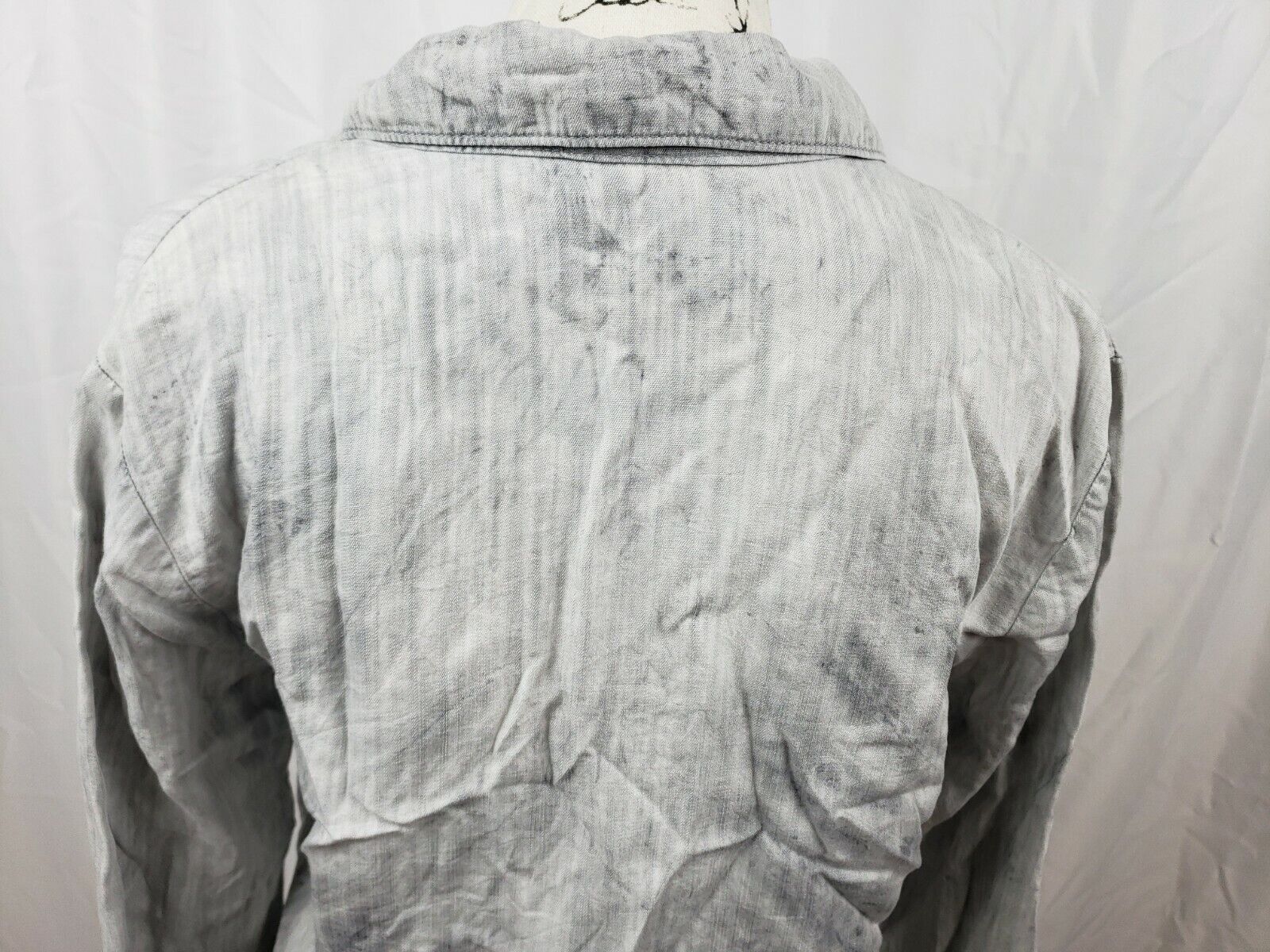 Cloth & Stone Women's Preloved Casual Tie Dye Gray Button Up Shirt Tencel Blouse Size Small