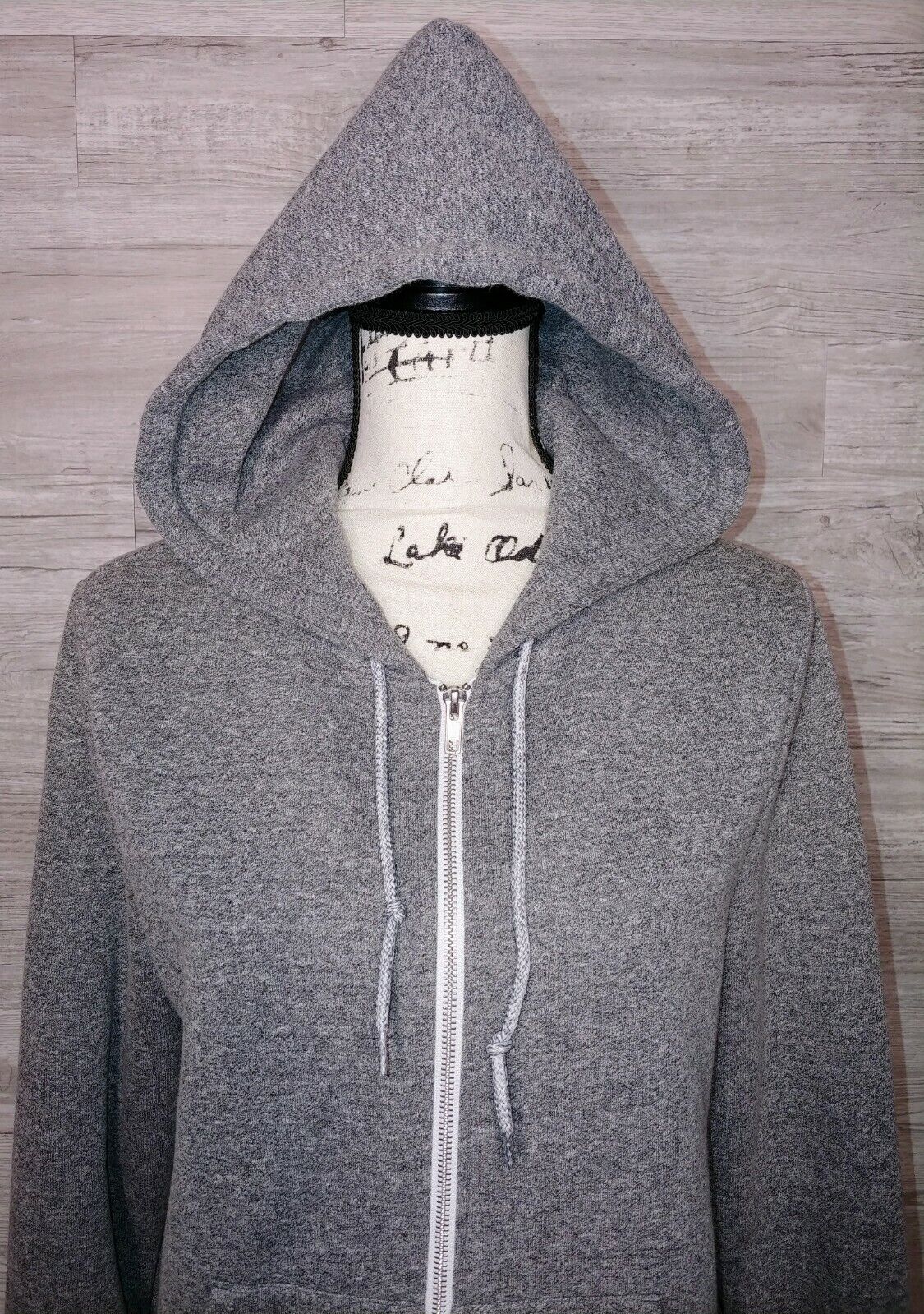 American Apparel Peppered Grey Fleece Long Sleeve Full Zip Hoodie Unisex Size XS