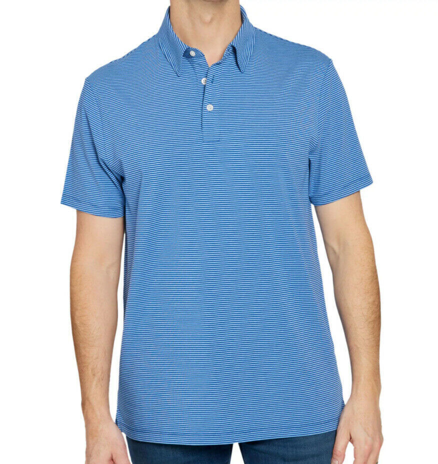 Member's Mark Men's Blue Everyday Style Striped Cotton Polo Shirt Size Medium