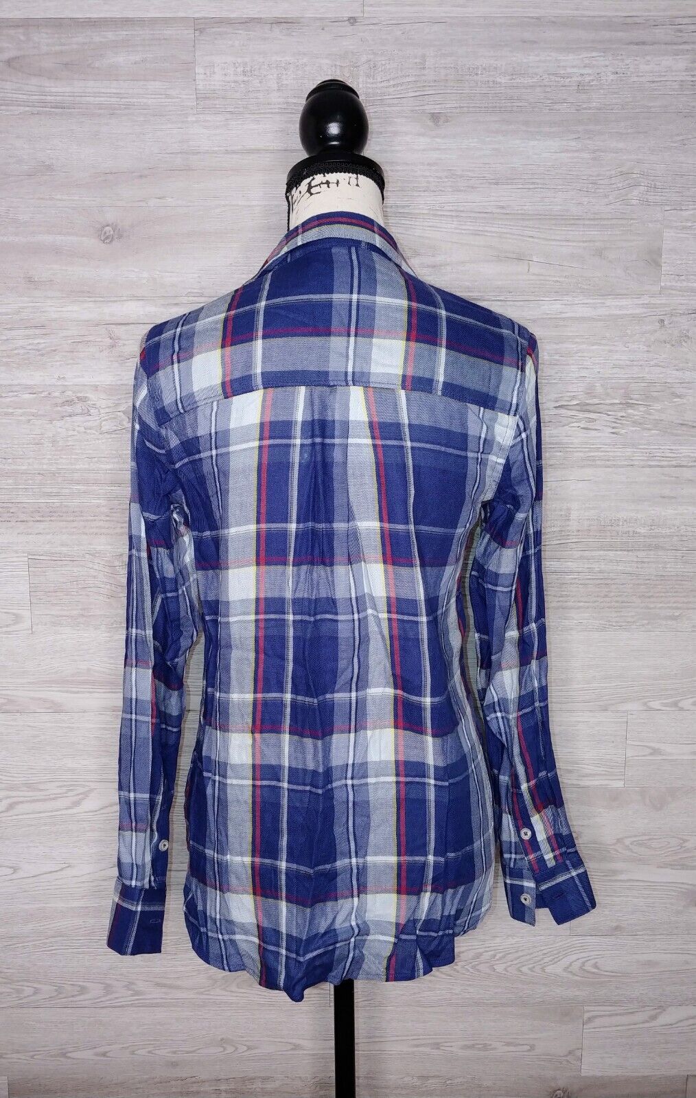 Jessica Simpson Petunia Button Up Shirt Clematis Blue Plaid Size Small